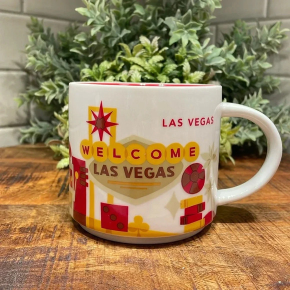 STARBUCKS You Are Here Collection Las Vegas 14oz Coffee Tea Cup Mug Red White - Picture 1 of 8